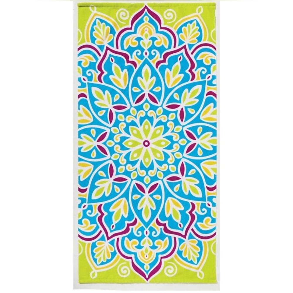 Beach Towel Medallion - Green Swimming Beach Lake Towel 🌞 28 X 58 Inches